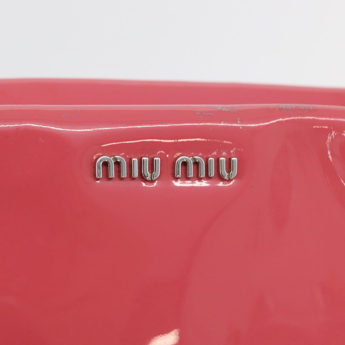 Miu Miu Hand Bag Patent leather 2way Pink Silver Auth YKZ520