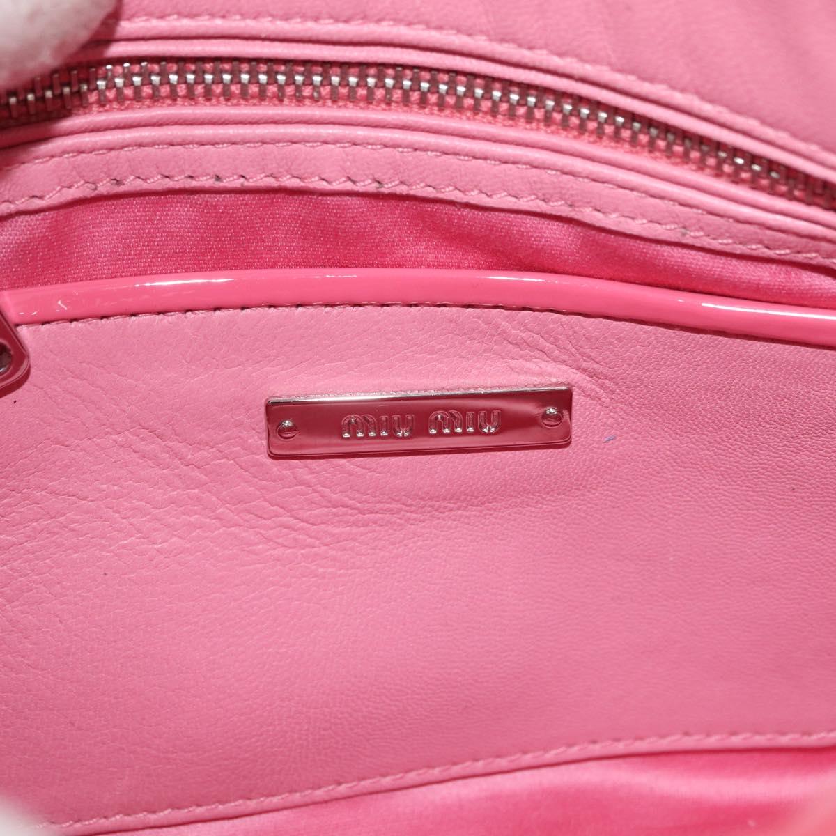Miu Miu Hand Bag Patent leather 2way Pink Silver Auth YKZ520