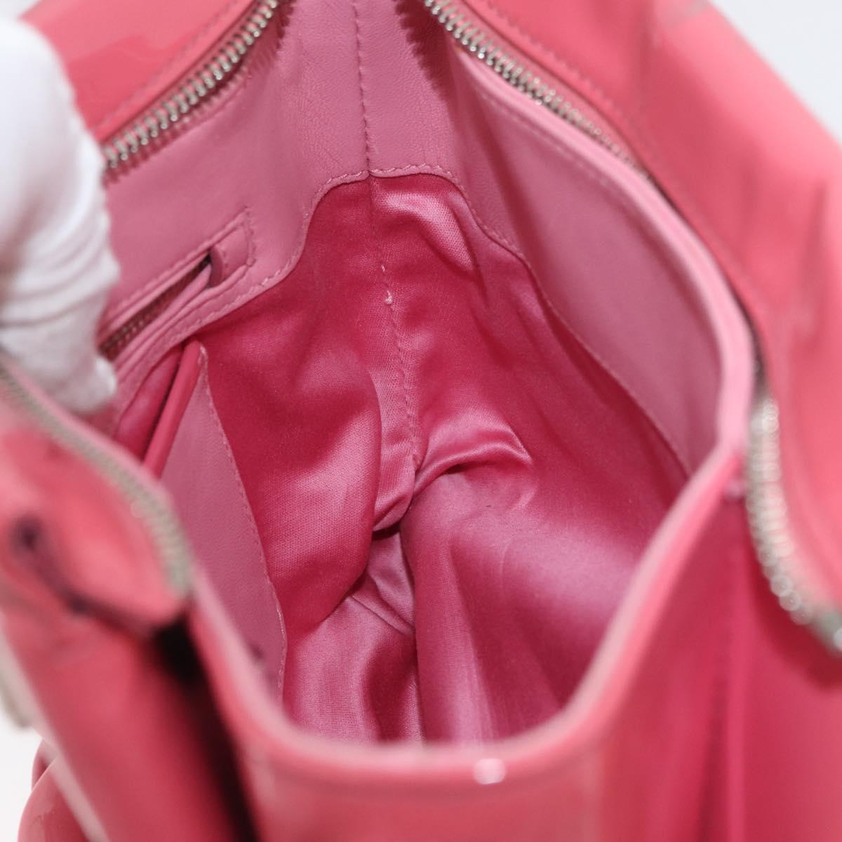 Miu Miu Hand Bag Patent leather 2way Pink Silver Auth YKZ520