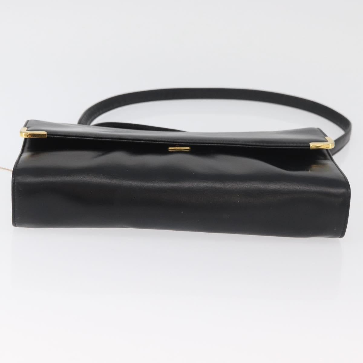 Christian Dior Hand Bag Calf Skin 2way Black Gold Auth YKZ522
