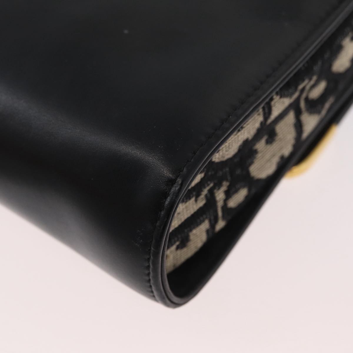 Christian Dior Hand Bag Calf Skin 2way Black Gold Auth YKZ522