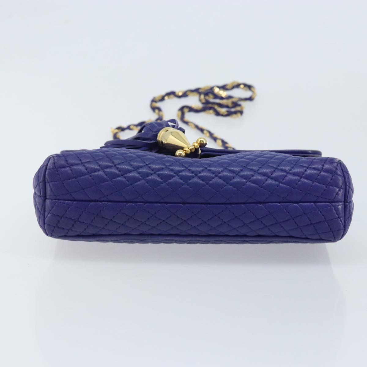 BALLY Chain Shoulder Bag Leather Purple Gold Auth YKZ523A