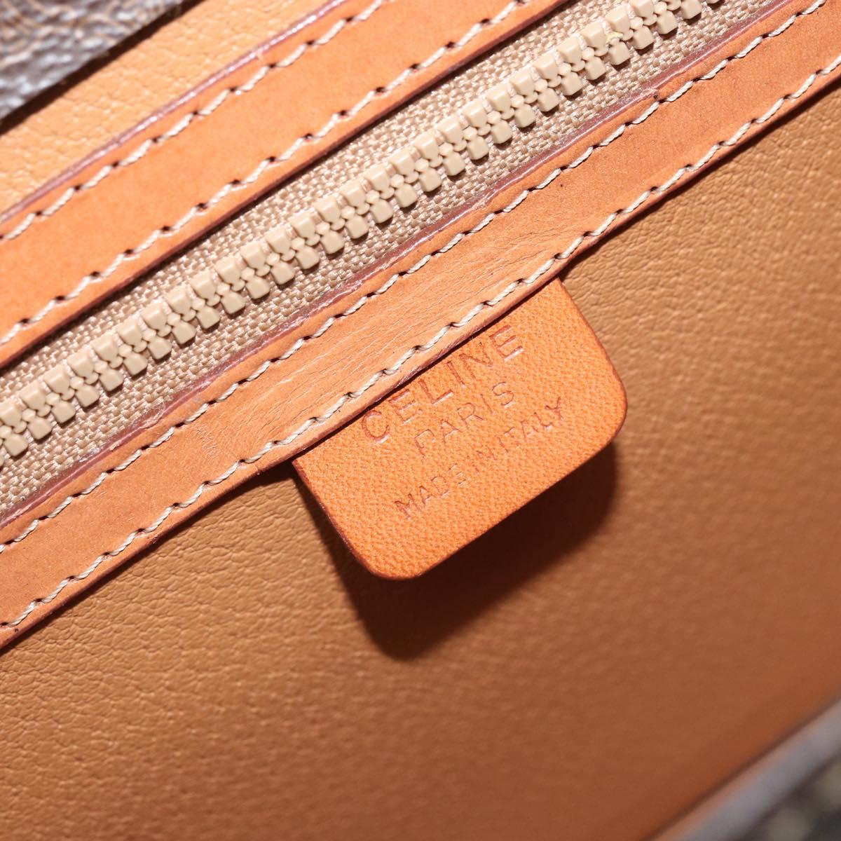 CELINE Macadam Canvas Hand Bag PVC Leather Brown Gold Auth YKZ531A