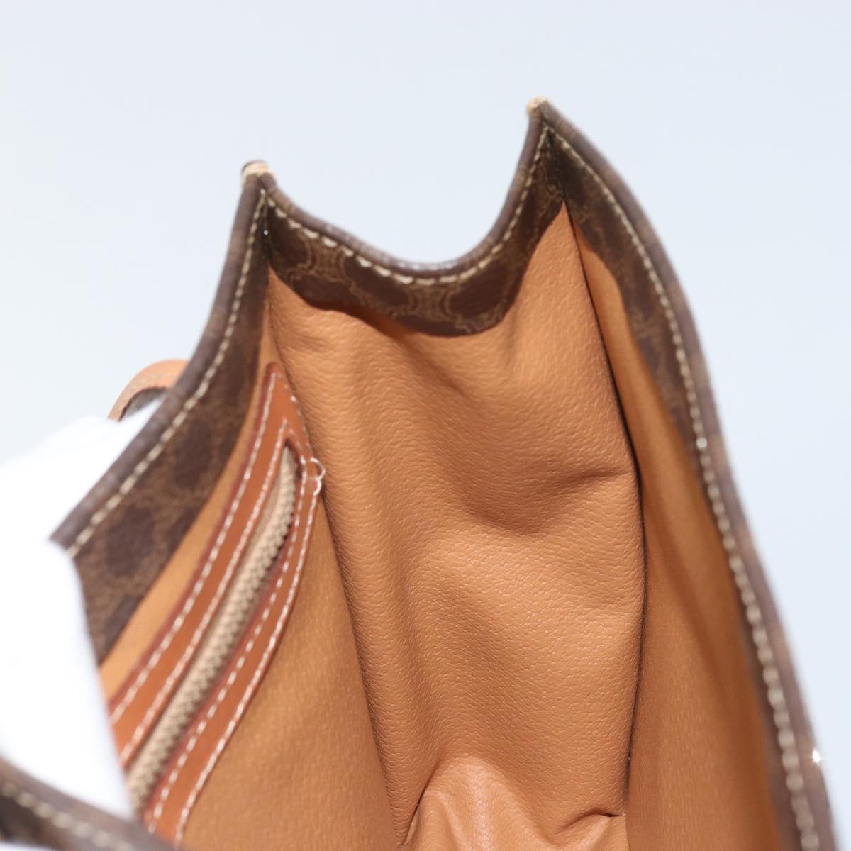 CELINE Macadam Canvas Hand Bag PVC Leather Brown Gold Auth YKZ531A