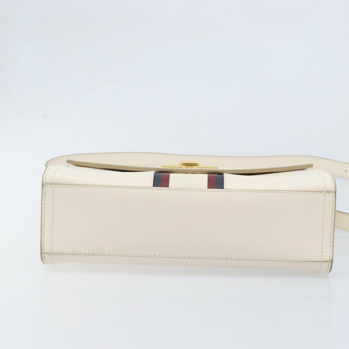 BALLY Hand Bag Leather 2way White Gold Auth YKZ532A