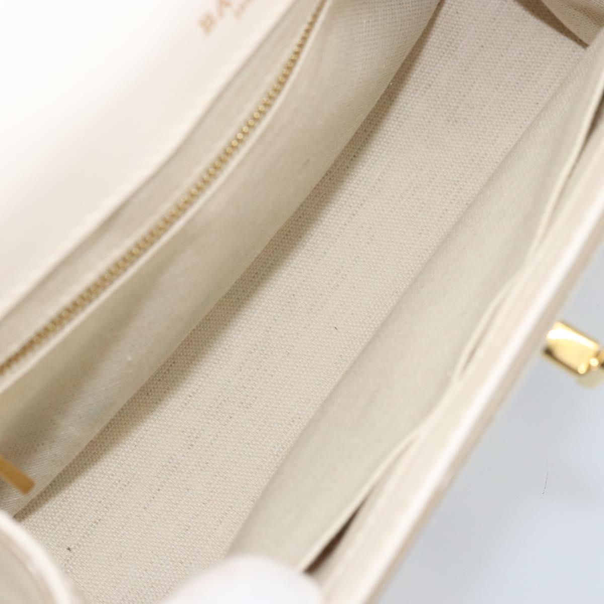 BALLY Hand Bag Leather 2way White Gold Auth YKZ532A