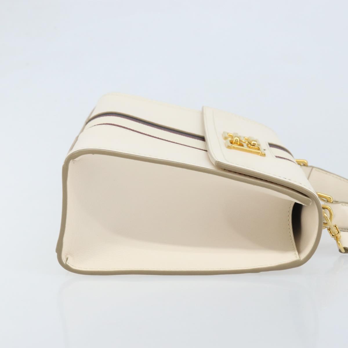 BALLY Hand Bag Leather 2way White Gold Auth YKZ532A
