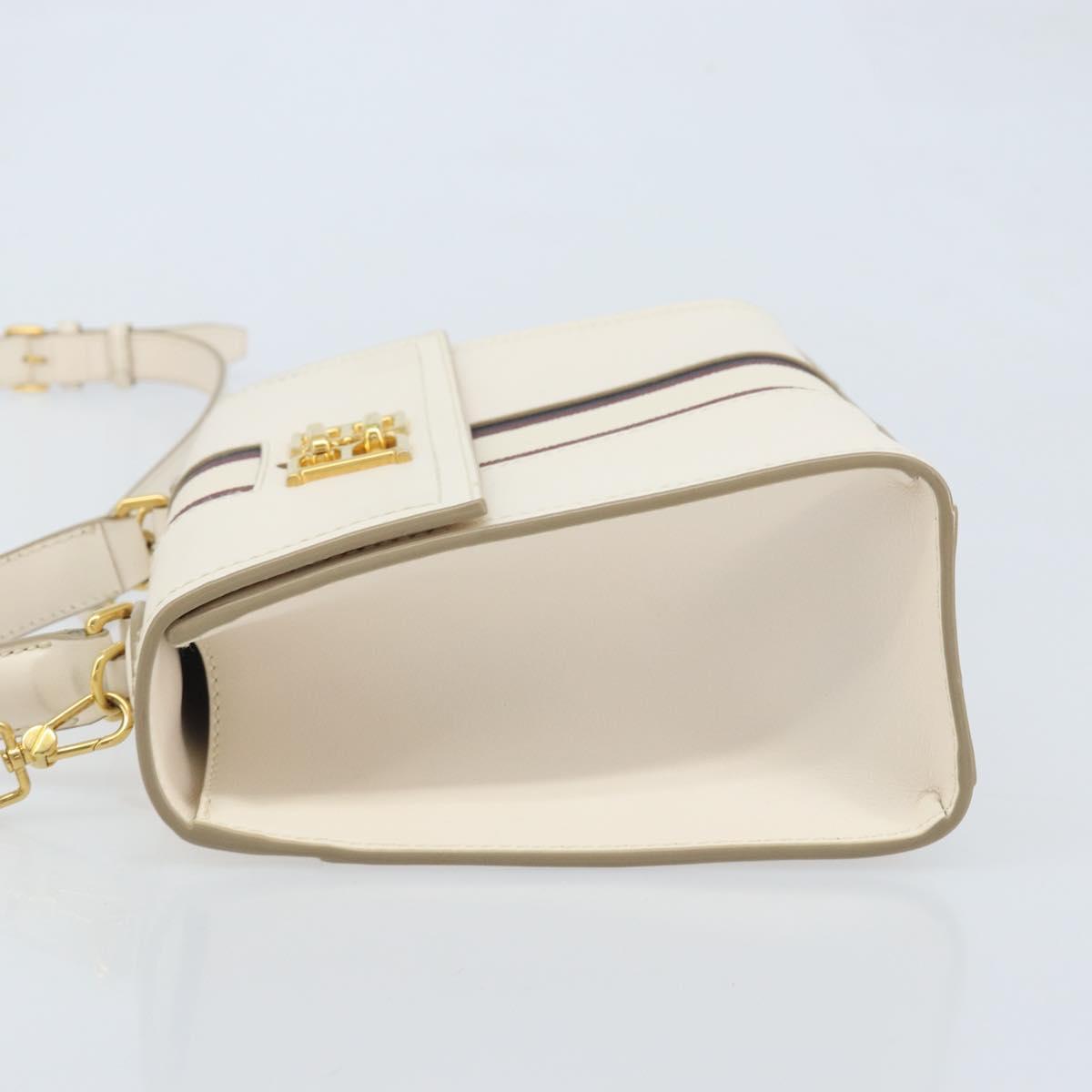 BALLY Hand Bag Leather 2way White Gold Auth YKZ532A