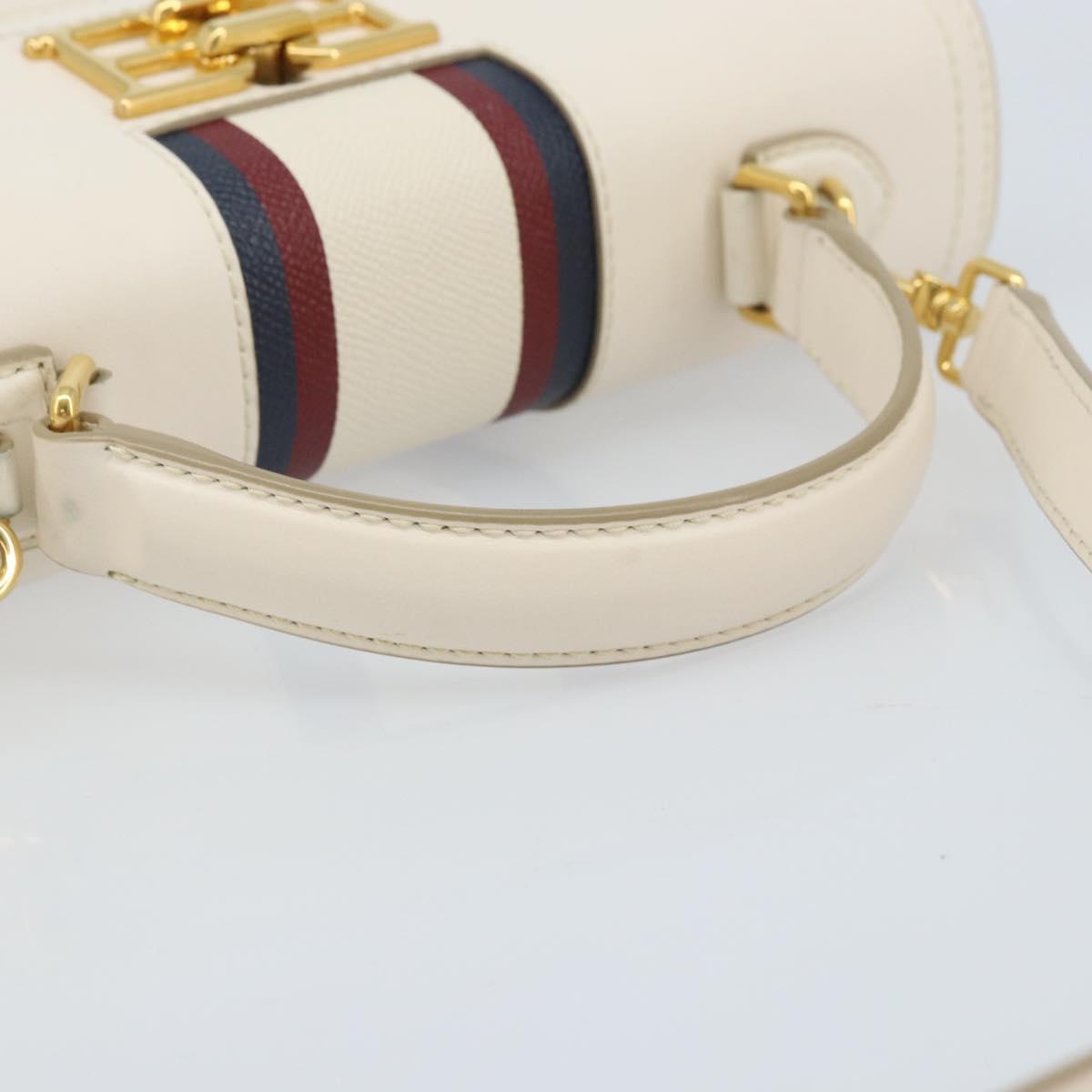 BALLY Hand Bag Leather 2way White Gold Auth YKZ532A