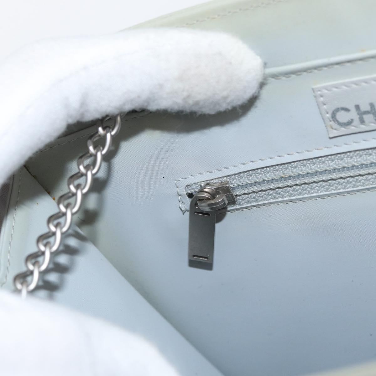 CHANEL Chain Shoulder Bag Sequin Greige Silver CC Auth YKZ542A