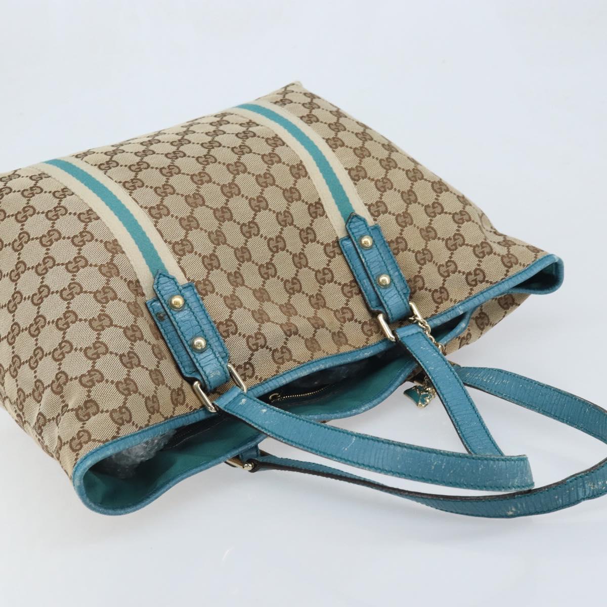 GUCCI GG Canvas Sherry Line Tote Bag Beige Gold 139260 Auth YKZ549