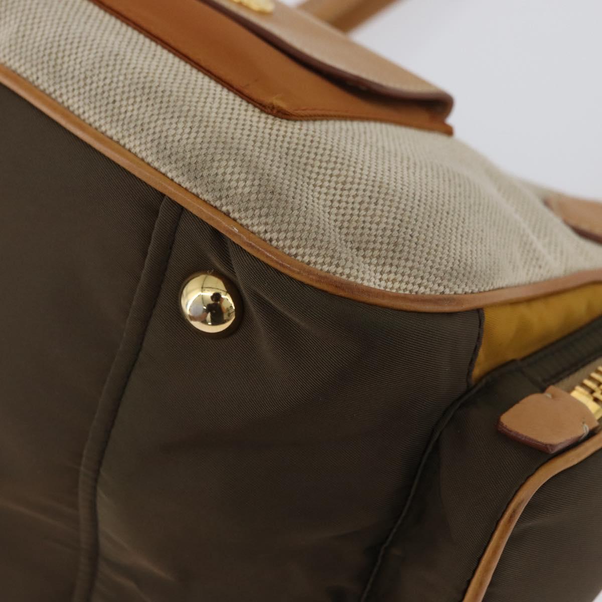 PRADA Hand Bag Canvas Gold Beige Auth YKZ552A
