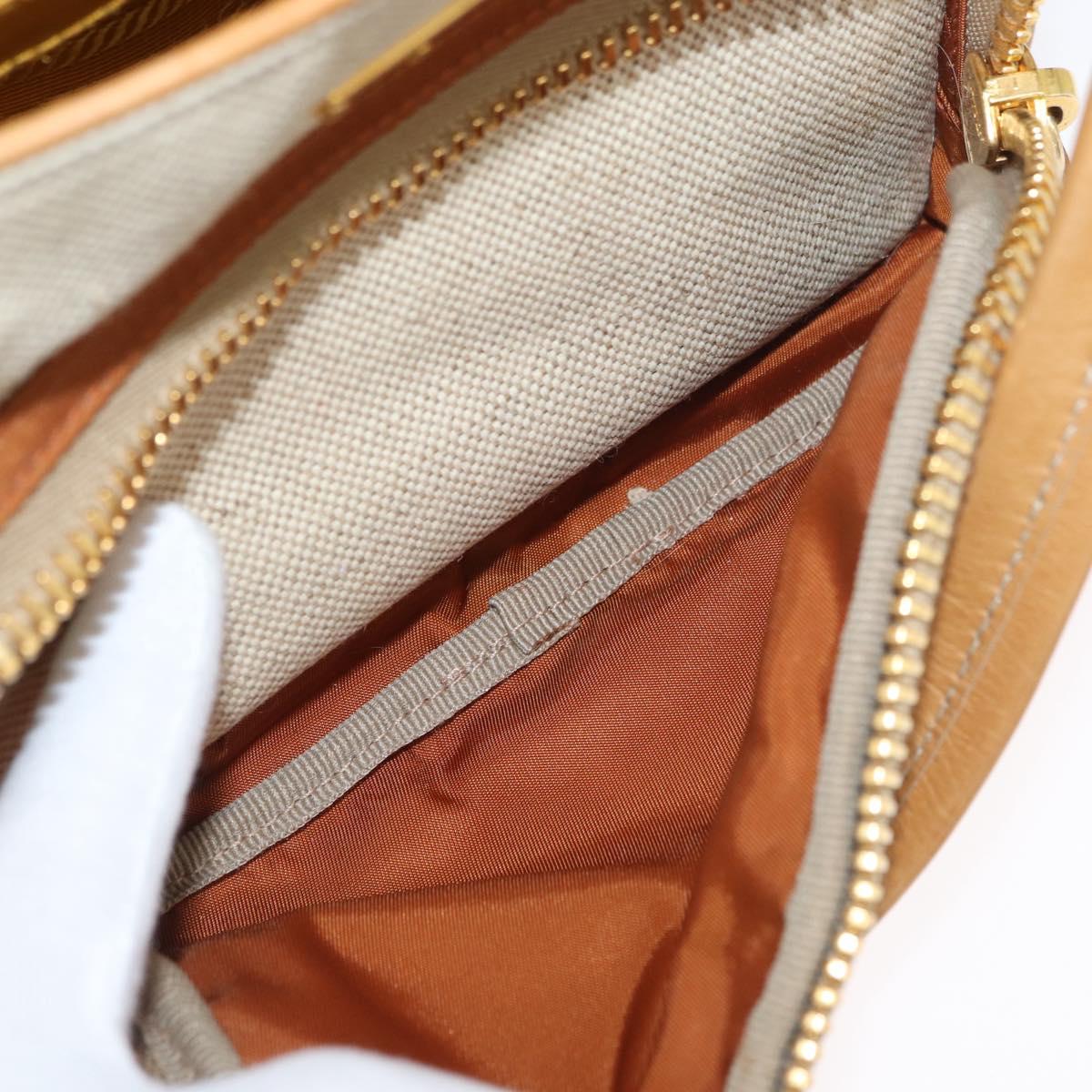 PRADA Hand Bag Canvas Gold Beige Auth YKZ552A