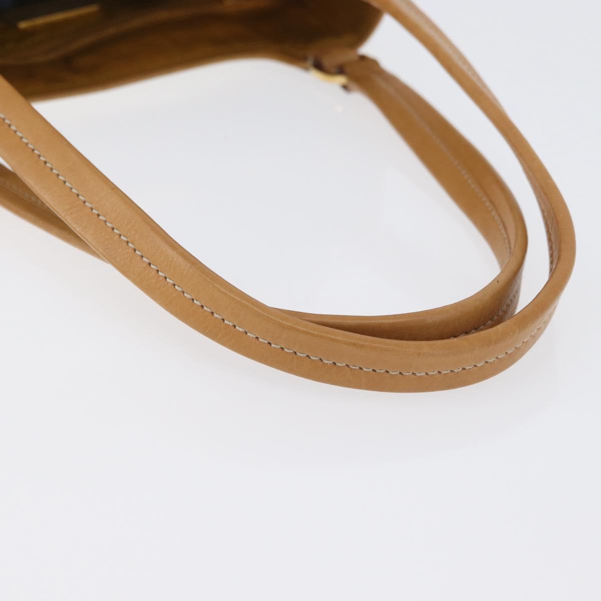 PRADA Hand Bag Canvas Gold Beige Auth YKZ552A