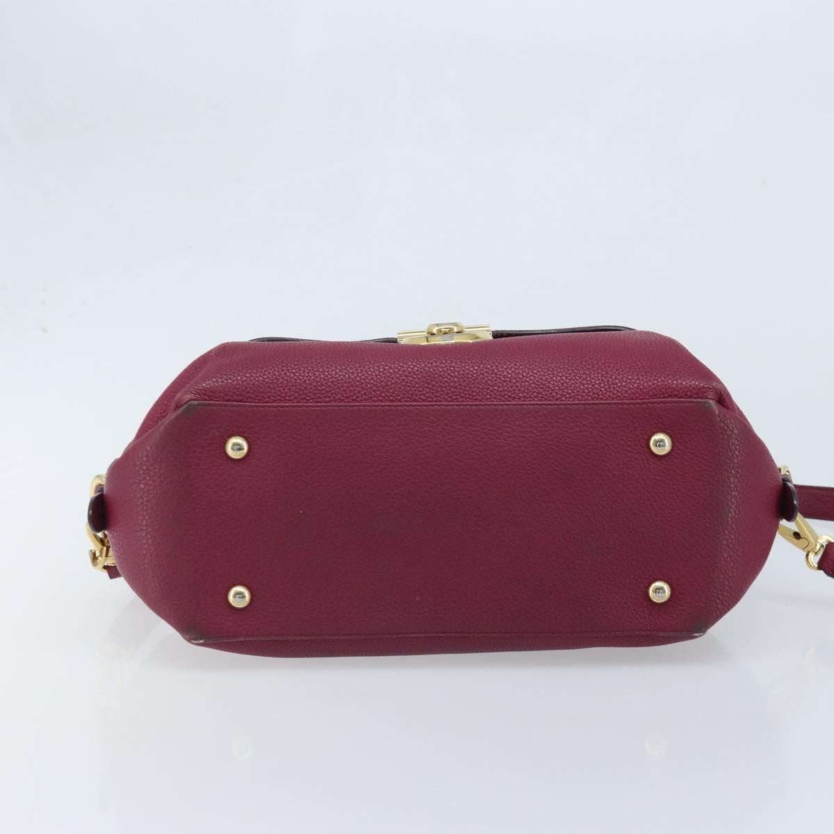 Salvatore Ferragamo Hand Bag Leather 2way Purple Gold Auth YKZ553