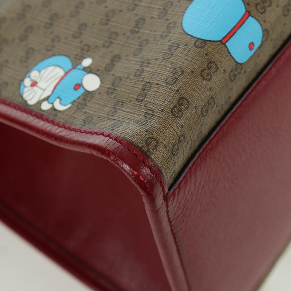 GUCCI GUCCI Ã Doraemon Micro GG Supreme Bag PVC 2way Beige 653952 Auth YKZ557SAM