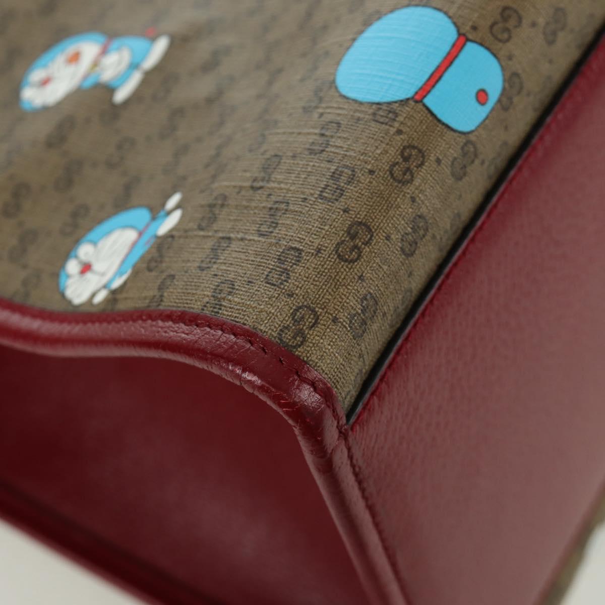 GUCCI GUCCI Ã Doraemon Micro GG Supreme Bag PVC 2way Beige 653952 Auth YKZ557SAM