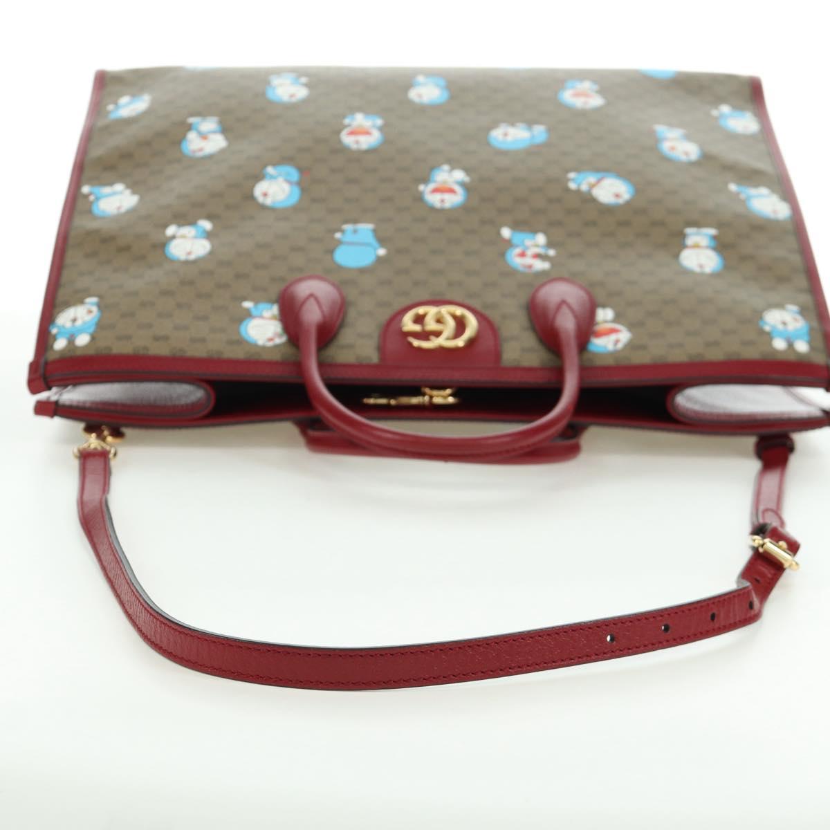 GUCCI GUCCI Ã Doraemon Micro GG Supreme Bag PVC 2way Beige 653952 Auth YKZ557SAM