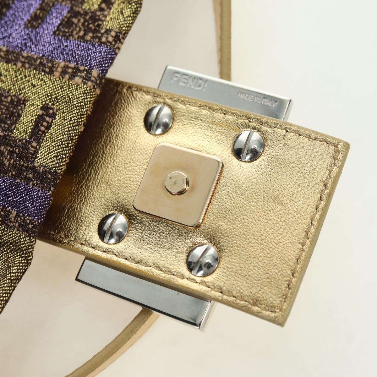 FENDI Zucca Canvas Mamma Baguette Shoulder Bag Gold Auth YKZ560SM