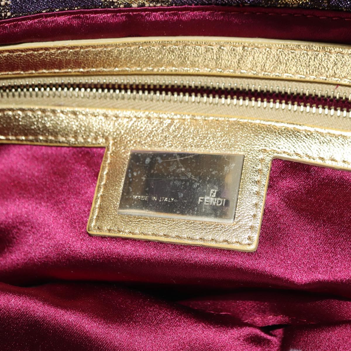 FENDI Zucca Canvas Mamma Baguette Shoulder Bag Gold Auth YKZ560SM