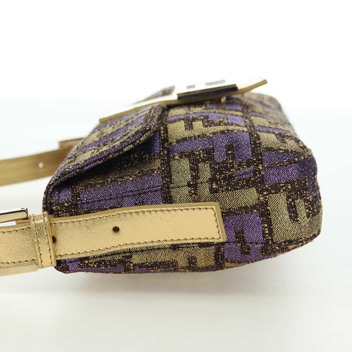 FENDI Zucca Canvas Mamma Baguette Shoulder Bag Gold Auth YKZ560SM