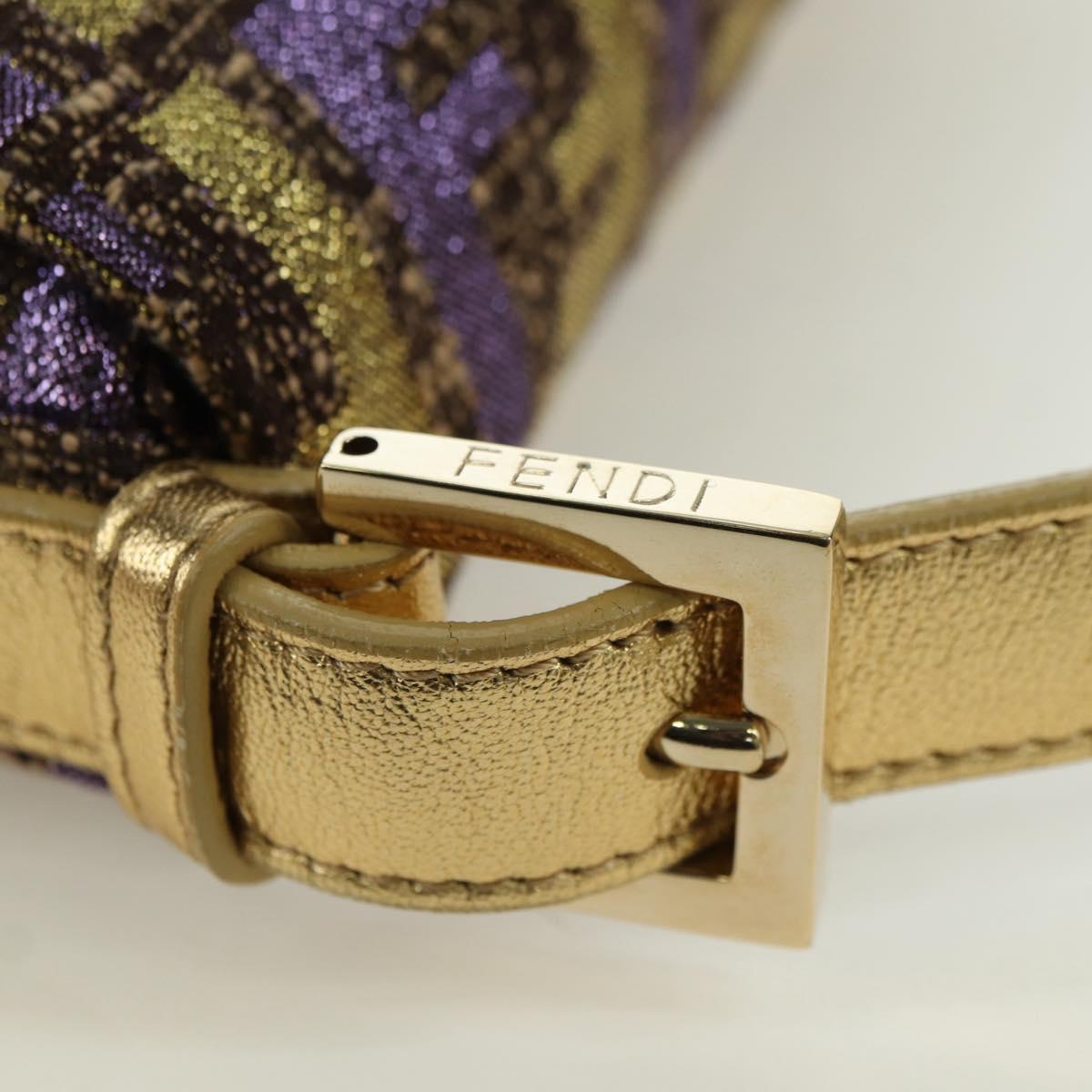 FENDI Zucca Canvas Mamma Baguette Shoulder Bag Gold Auth YKZ560SM