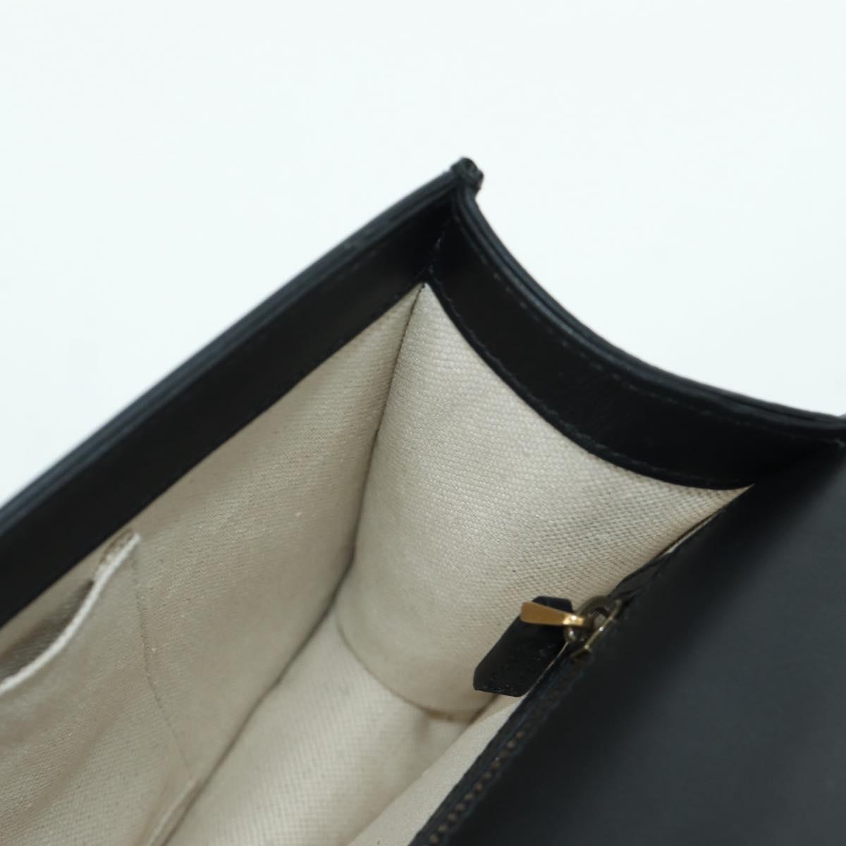 GUCCI Chain Web Sherry Line Shoulder Bag Leather Black Gold 432280 Auth YKZ566M