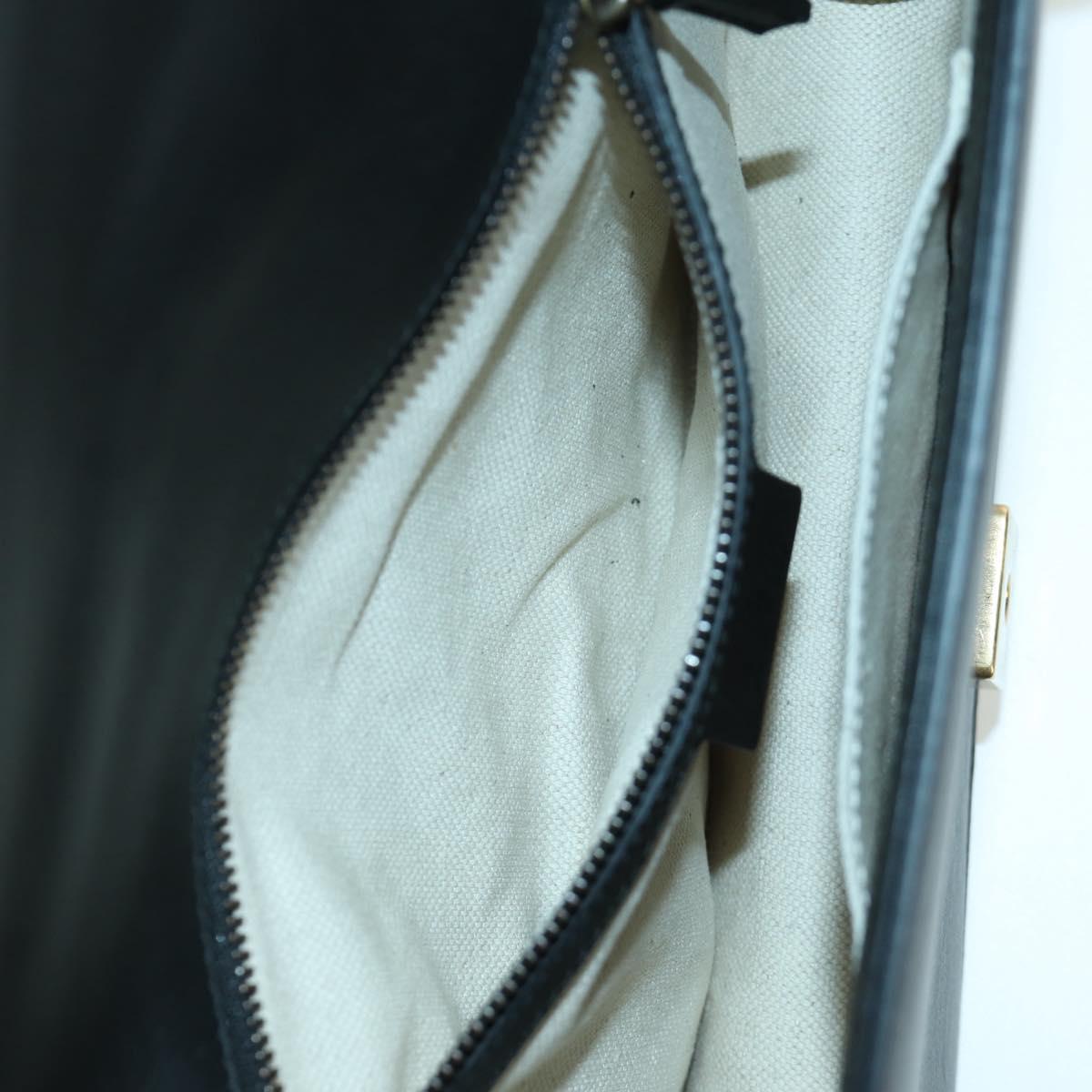 GUCCI Chain Web Sherry Line Shoulder Bag Leather Black Gold 432280 Auth YKZ566M