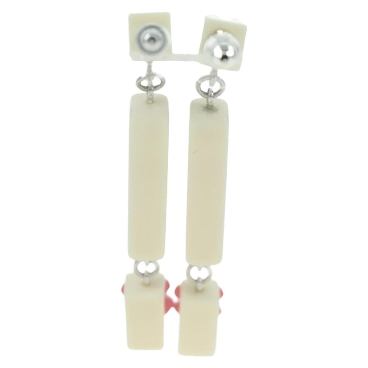 CHANEL COCO Mark Camellia Pierce plastic White CC Auth YKZ574M