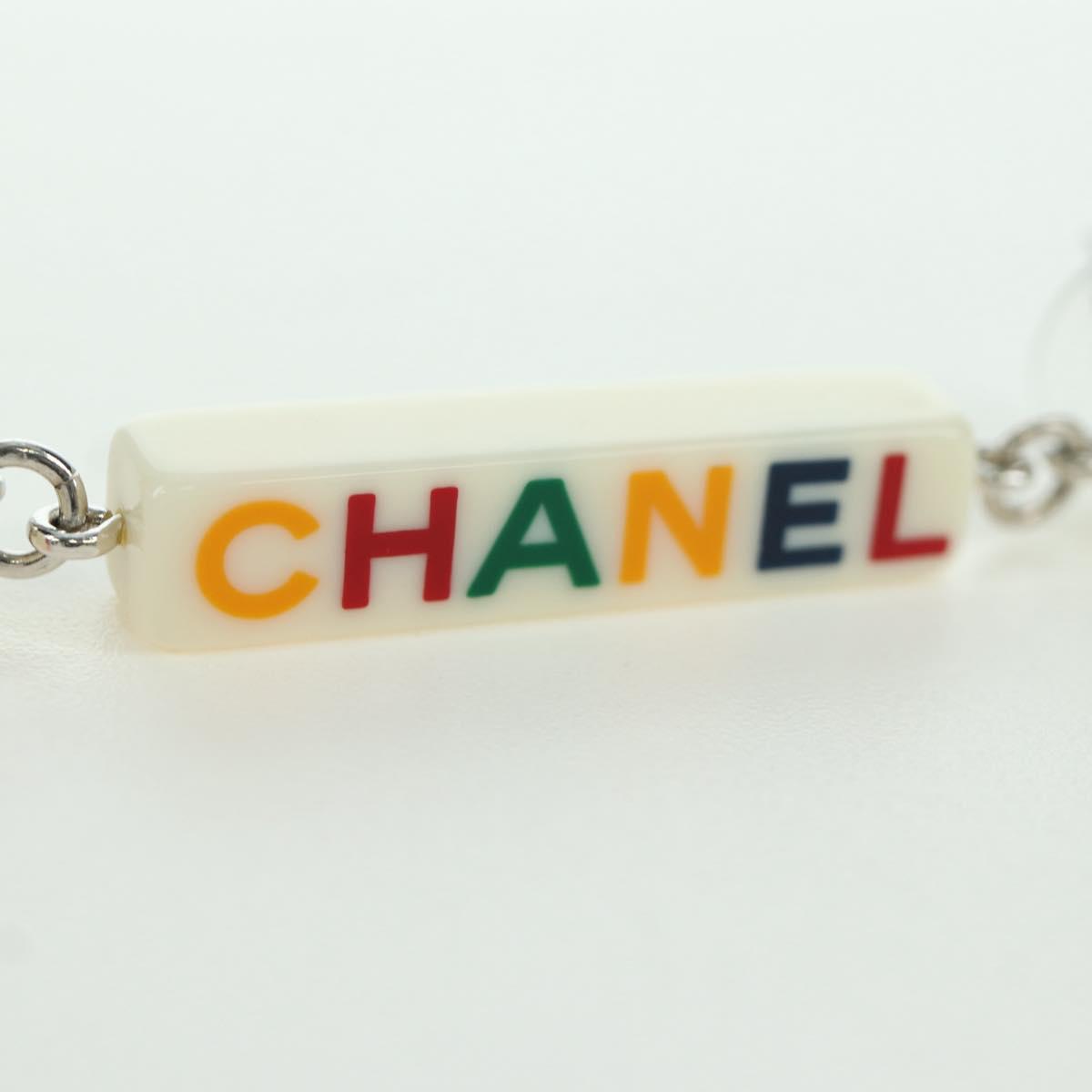 CHANEL COCO Mark Camellia Pierce plastic White CC Auth YKZ574M