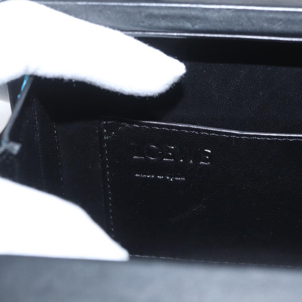 LOEWE Postal Hand Bag Leather 2way Black Silver Auth YKZ578A