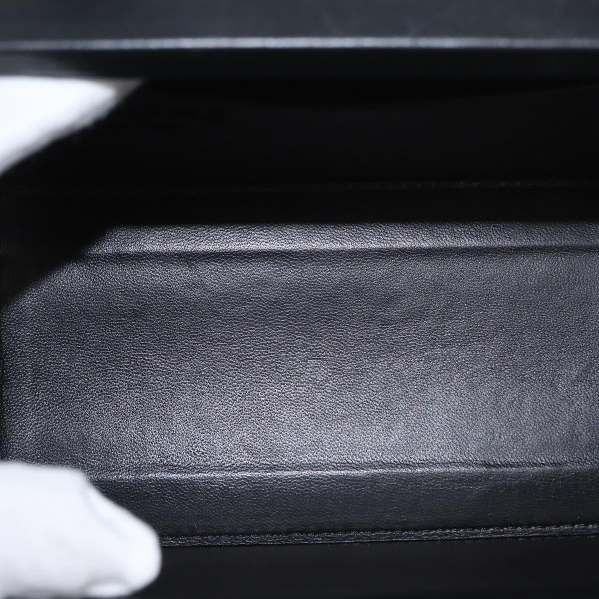 LOEWE Postal Hand Bag Leather 2way Black Silver Auth YKZ578A