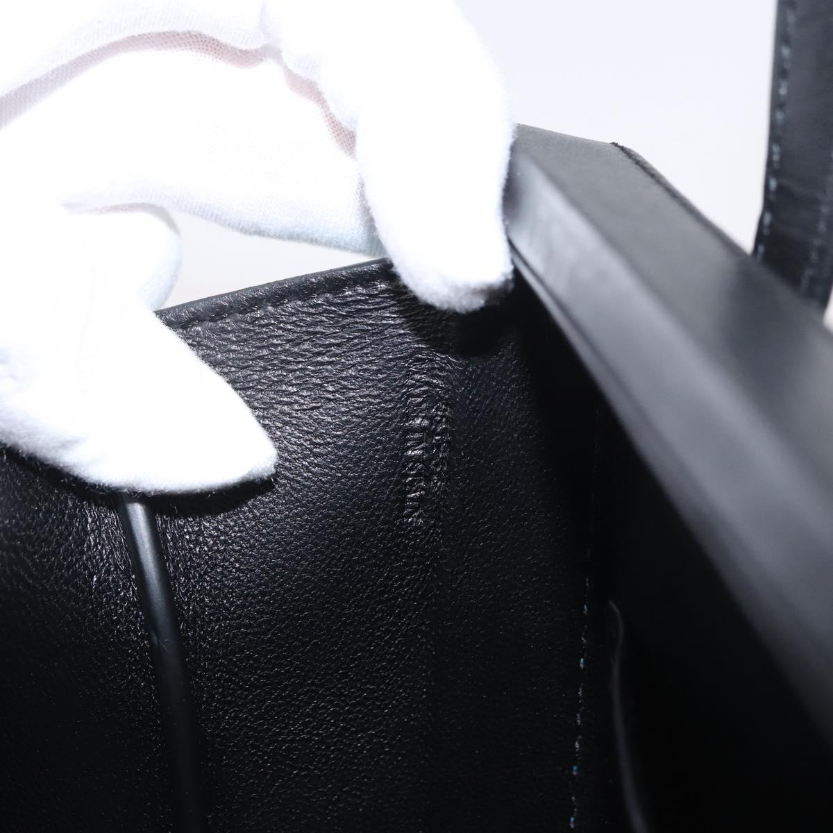 LOEWE Postal Hand Bag Leather 2way Black Silver Auth YKZ578A