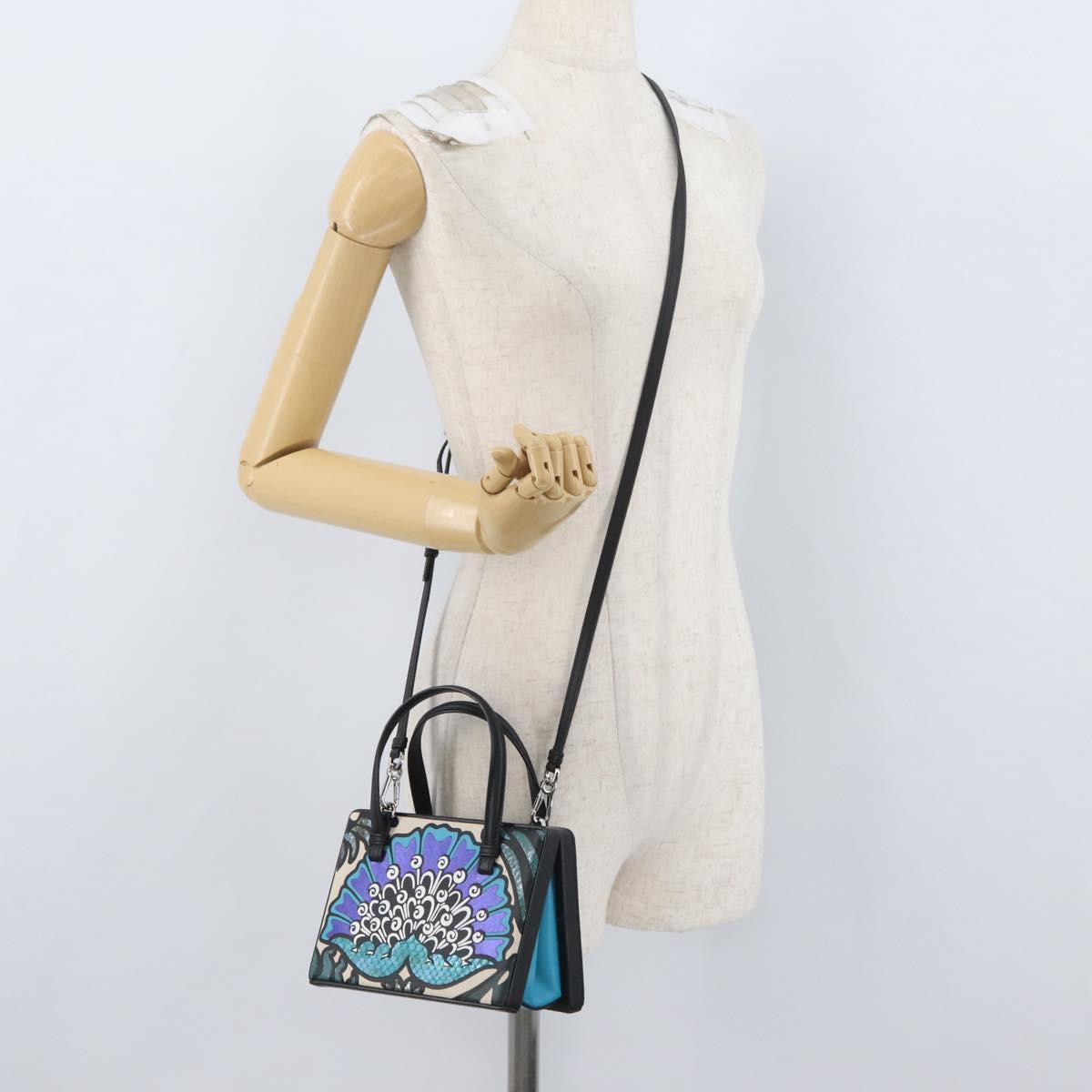 LOEWE Postal Hand Bag Leather 2way Black Silver Auth YKZ578A