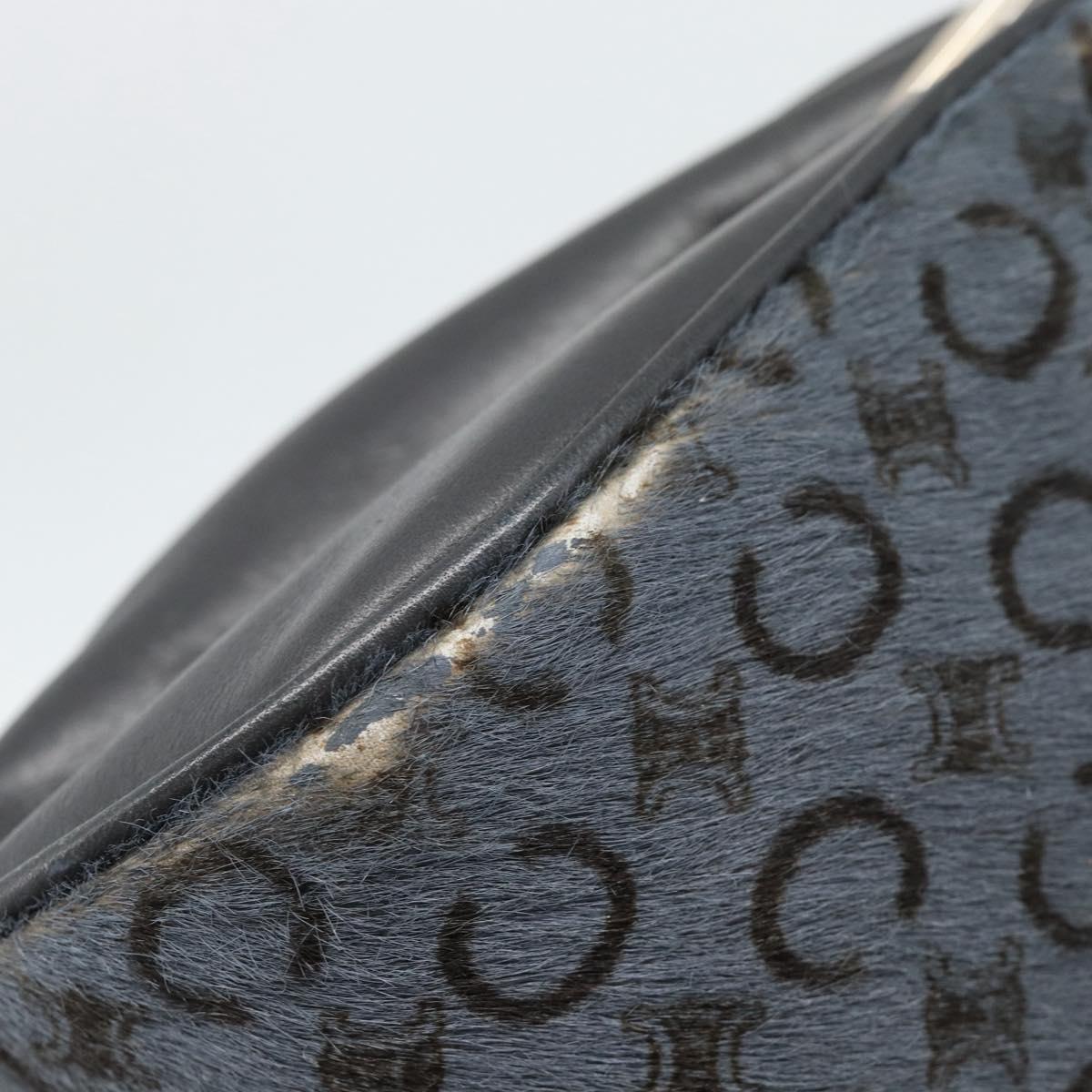 CELINE C Macadam Canvas Shoulder Bag Gray Silver Auth YKZ580