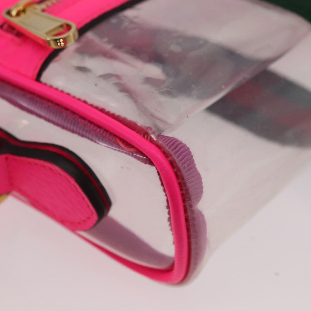 GUCCI Web Sherry Line Shoulder Bag Vinyl Clear Pink 517350 Auth YKZ583A