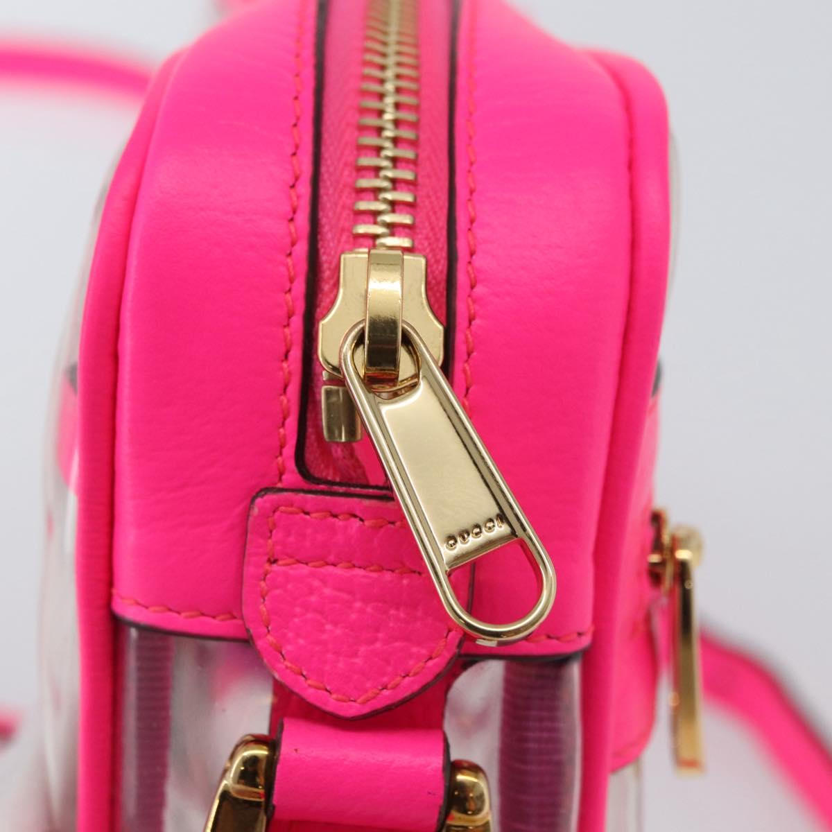 GUCCI Web Sherry Line Shoulder Bag Vinyl Clear Pink 517350 Auth YKZ583A