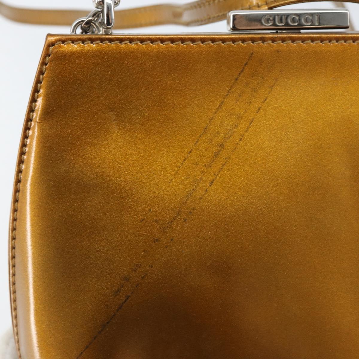 GUCCI Bamboo Bag Patent leather 2way Gold Tone 005 2046 0322 Auth YKZ590