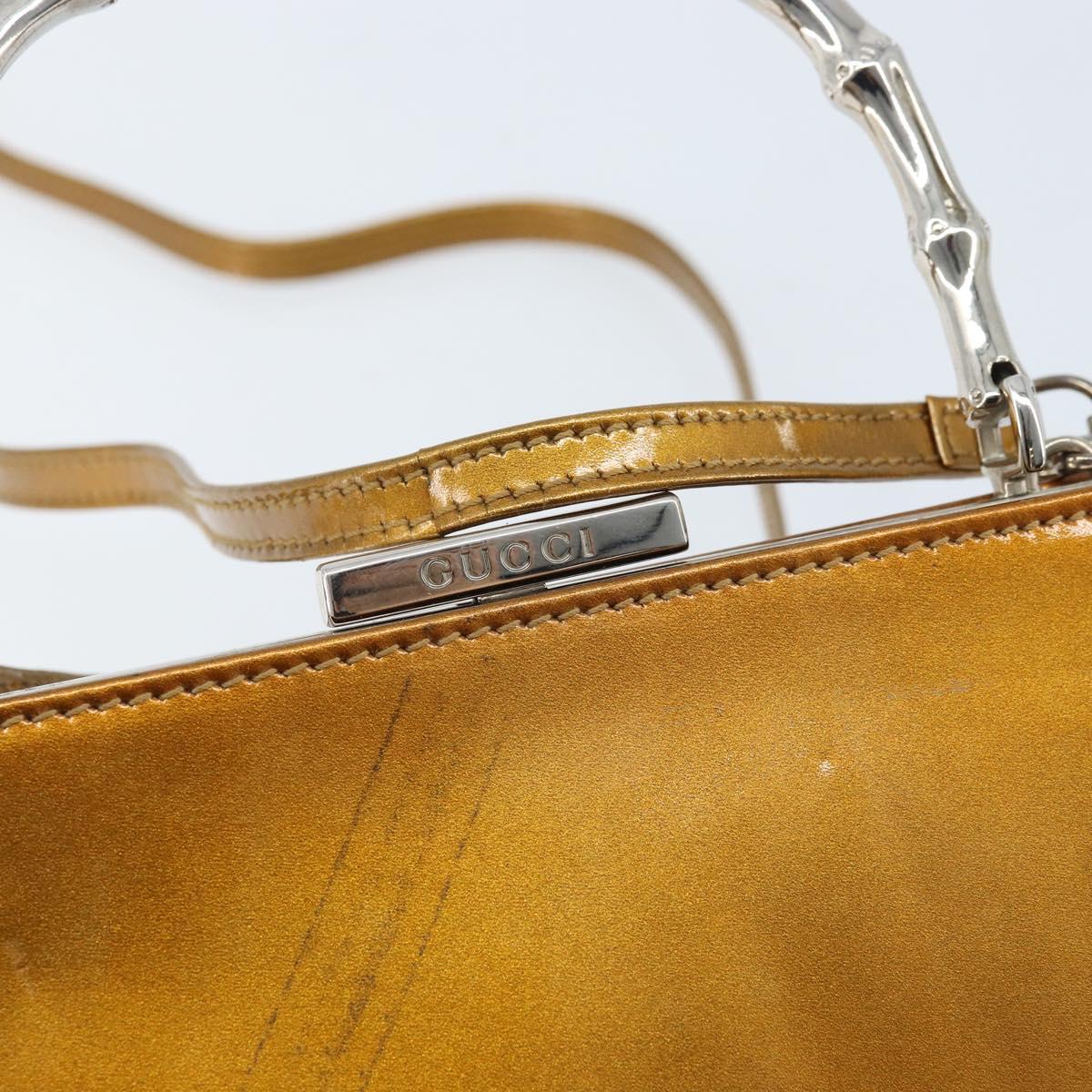 GUCCI Bamboo Bag Patent leather 2way Gold Tone 005 2046 0322 Auth YKZ590
