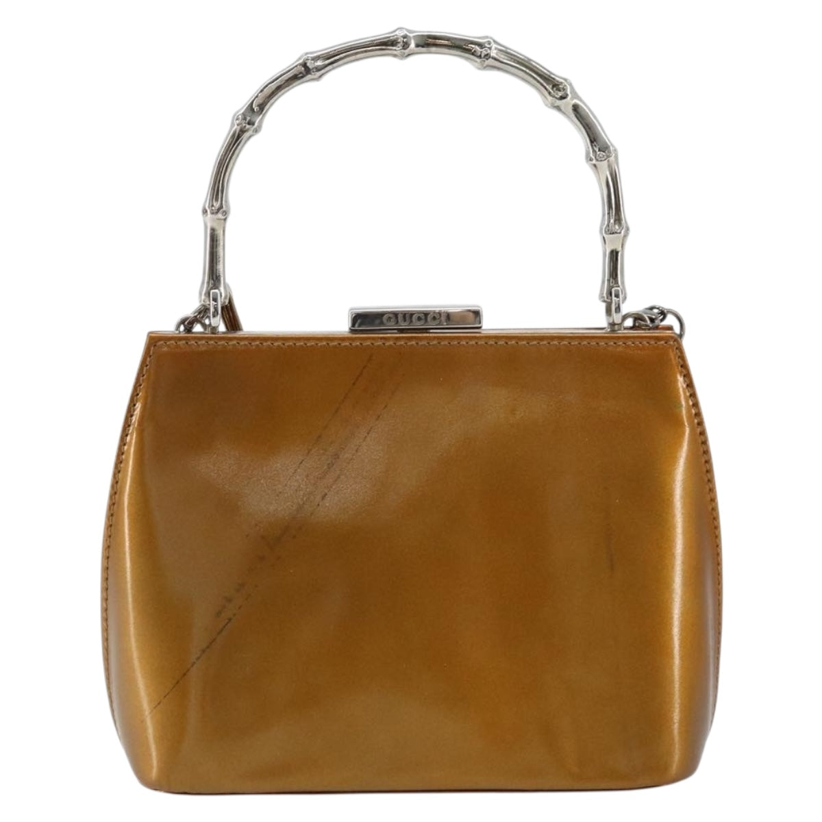 GUCCI Bamboo Bag Patent leather 2way Gold Tone 005 2046 0322 Auth YKZ590