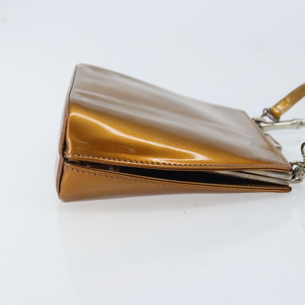 GUCCI Bamboo Bag Patent leather 2way Gold Tone 005 2046 0322 Auth YKZ590