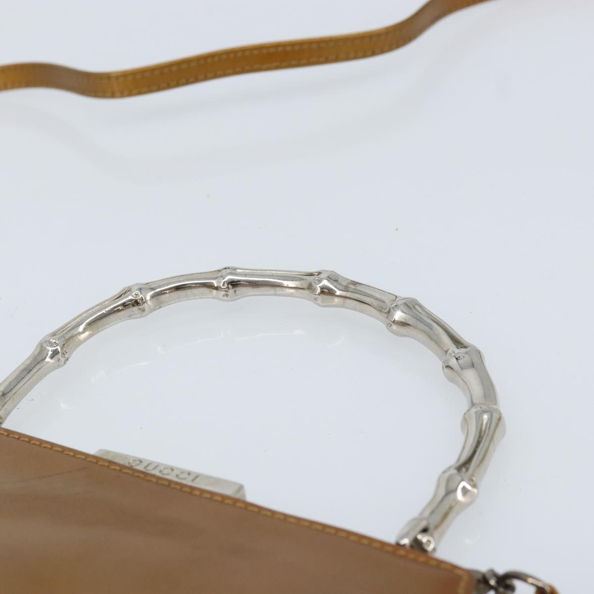 GUCCI Bamboo Bag Patent leather 2way Gold Tone 005 2046 0322 Auth YKZ590