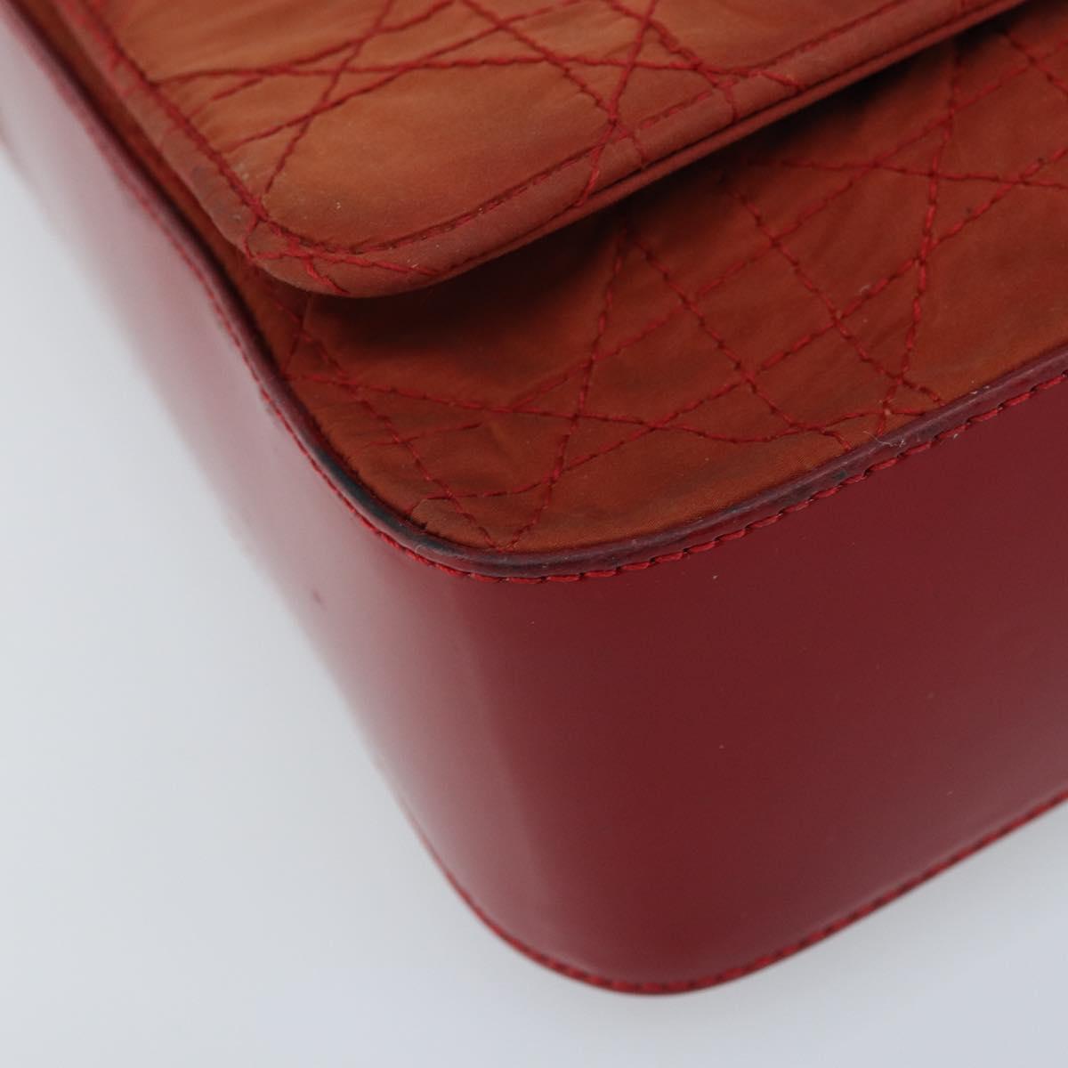 Christian Dior Canage Shoulder Bag Nylon Red Gold Auth YKZ592
