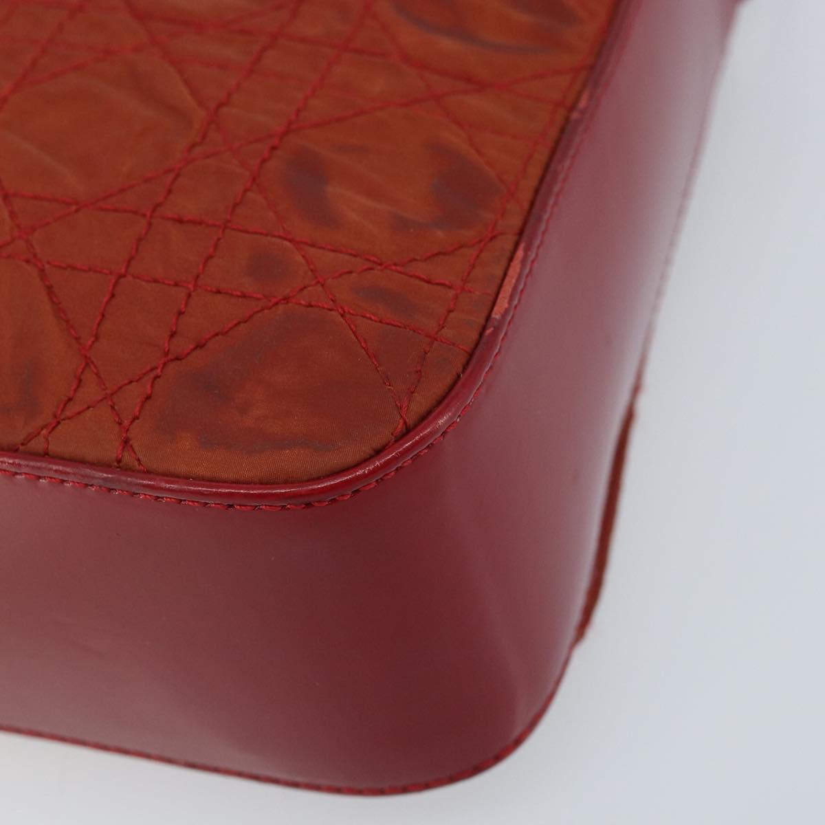 Christian Dior Canage Shoulder Bag Nylon Red Gold Auth YKZ592
