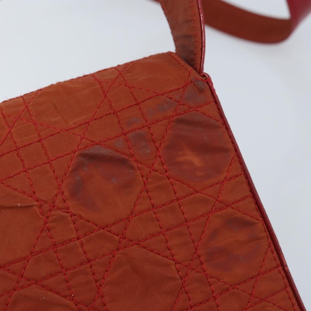 Christian Dior Canage Shoulder Bag Nylon Red Gold Auth YKZ592