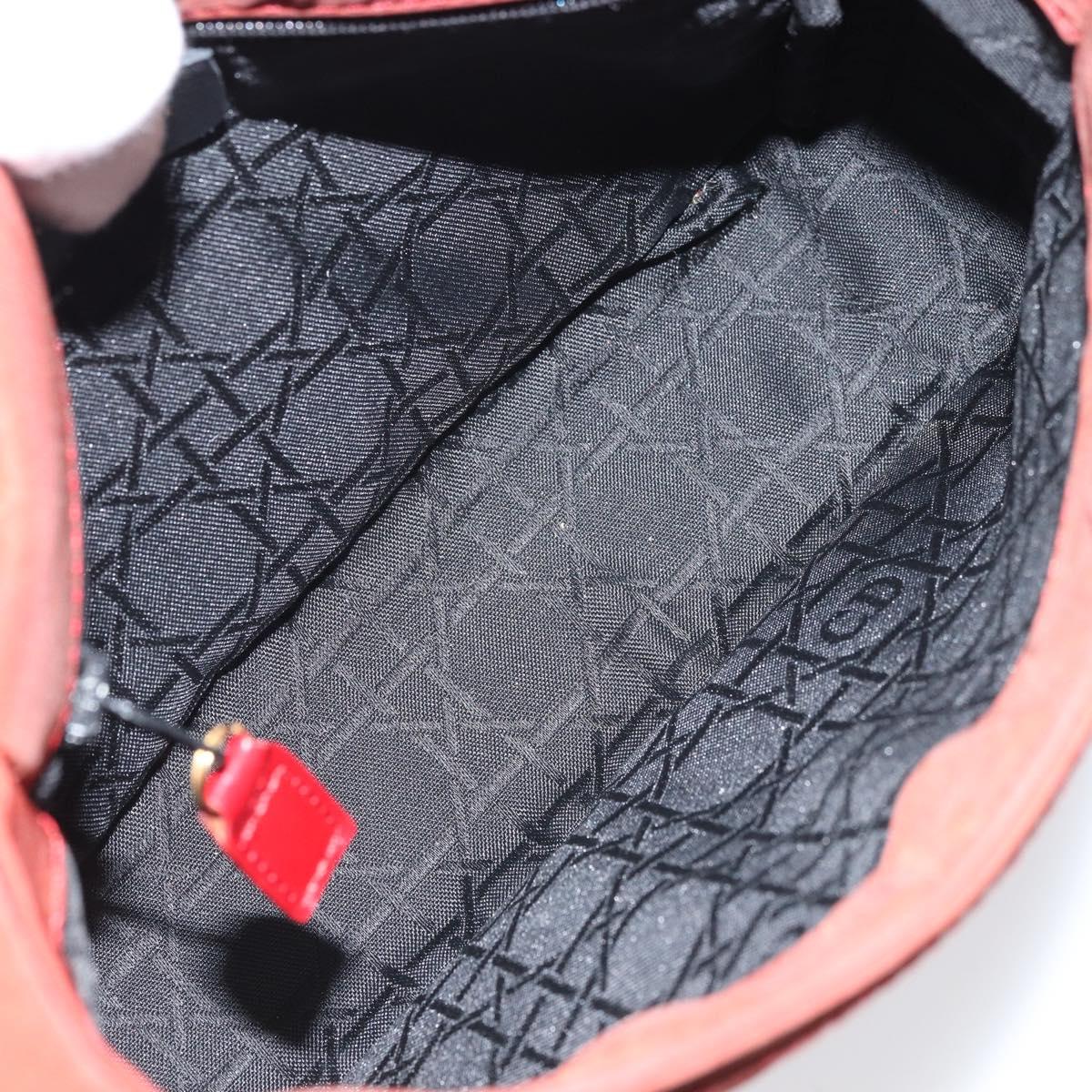 Christian Dior Canage Shoulder Bag Nylon Red Gold Auth YKZ592