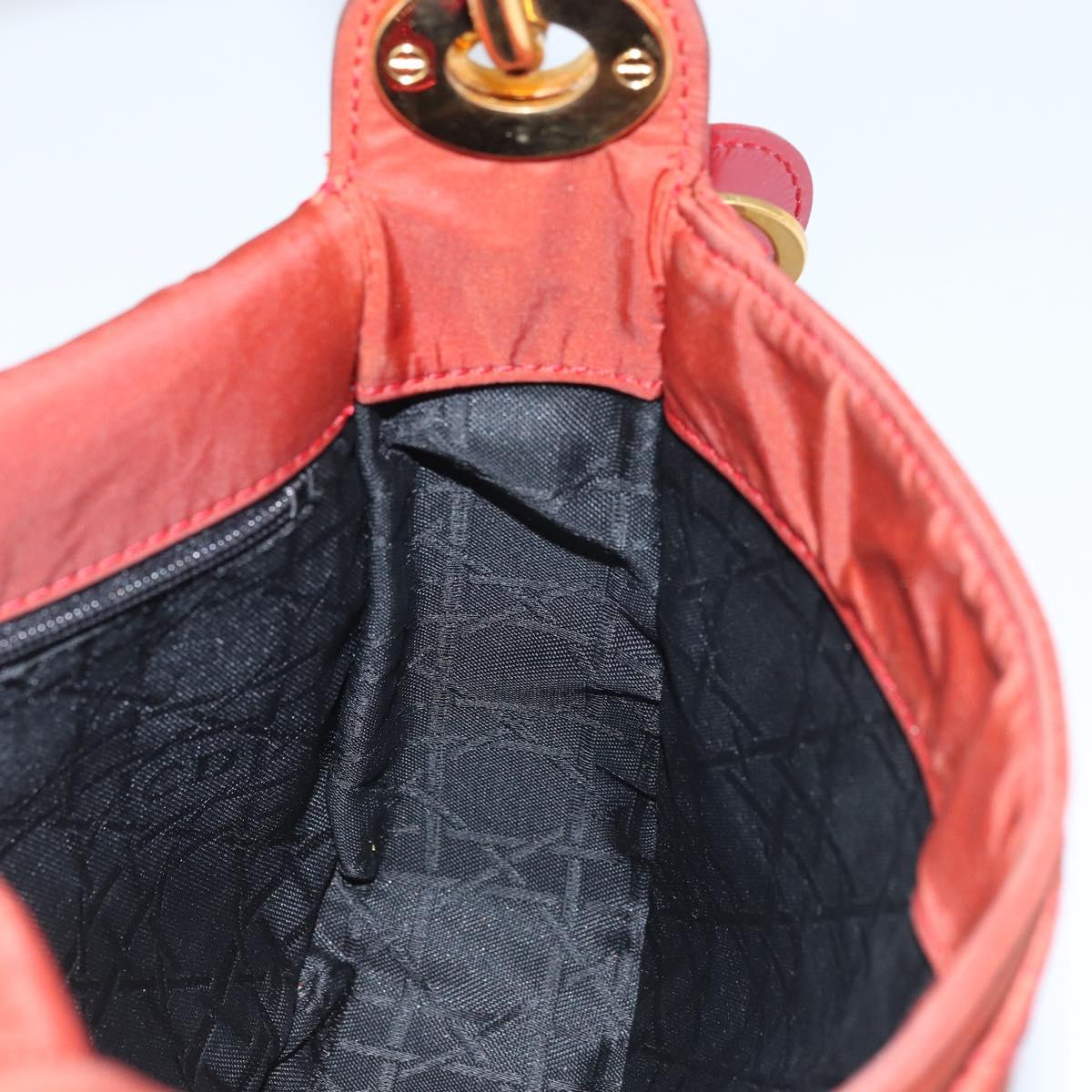 Christian Dior Canage Shoulder Bag Nylon Red Gold Auth YKZ592