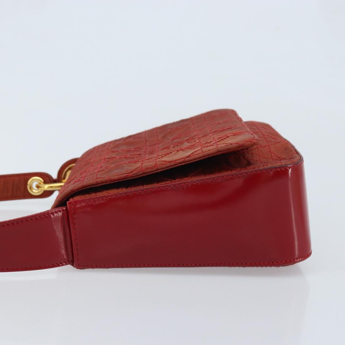 Christian Dior Canage Shoulder Bag Nylon Red Gold Auth YKZ592