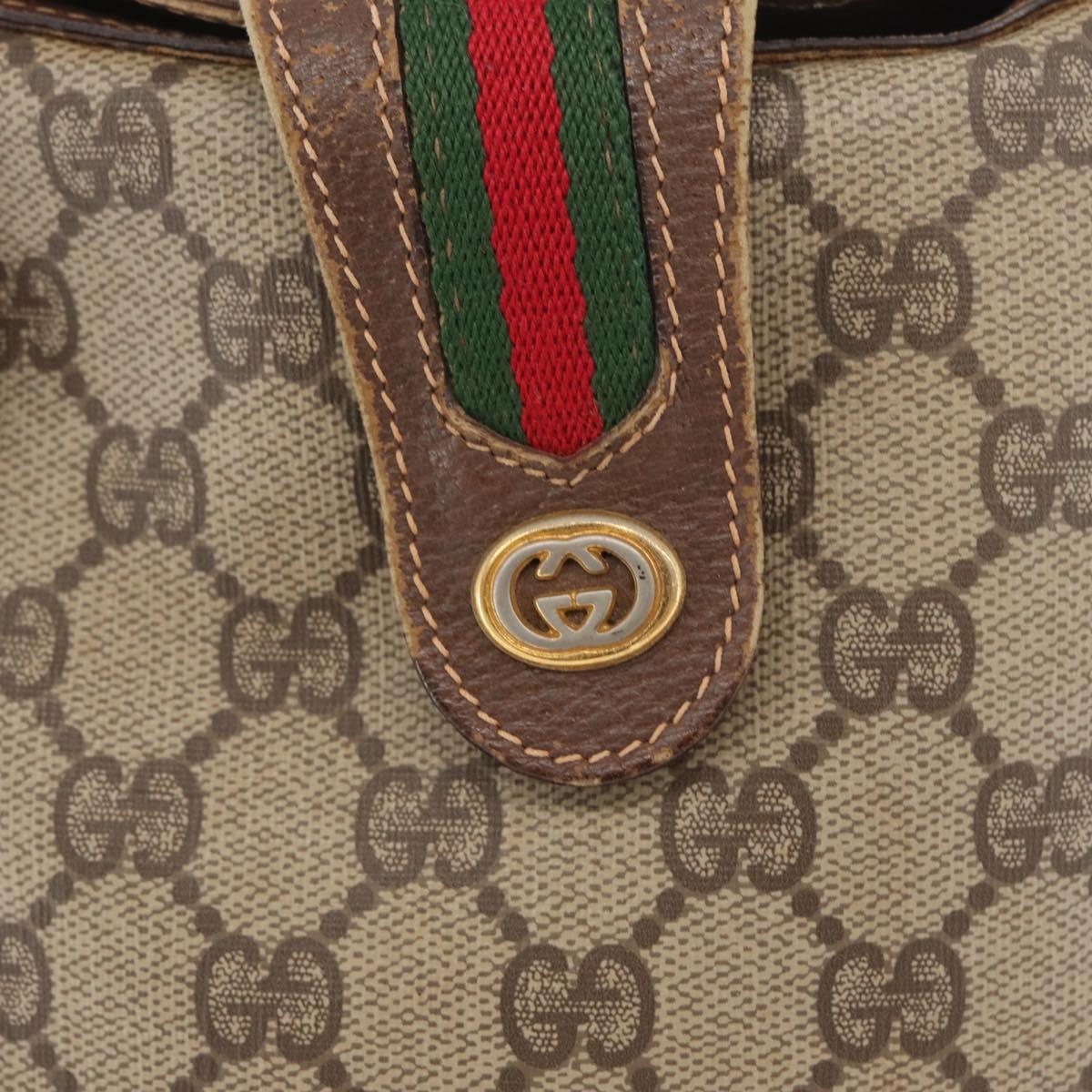 GUCCI GG Supreme Web Sherry Line Bag PVC Beige Gold 40 02 081 Auth YKZ594