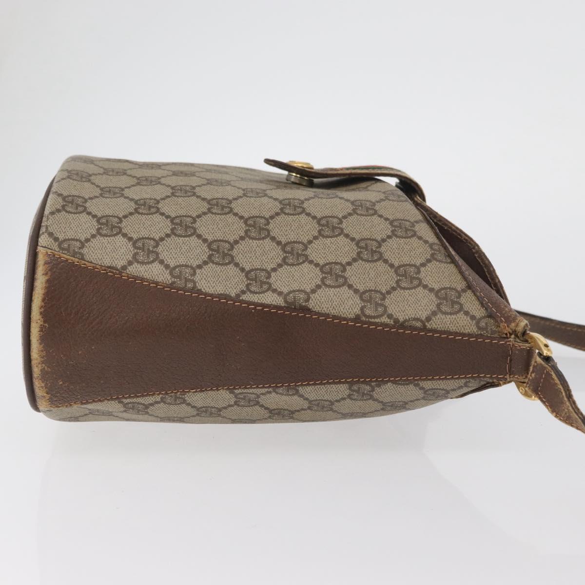 GUCCI GG Supreme Web Sherry Line Bag PVC Beige Gold 40 02 081 Auth YKZ594